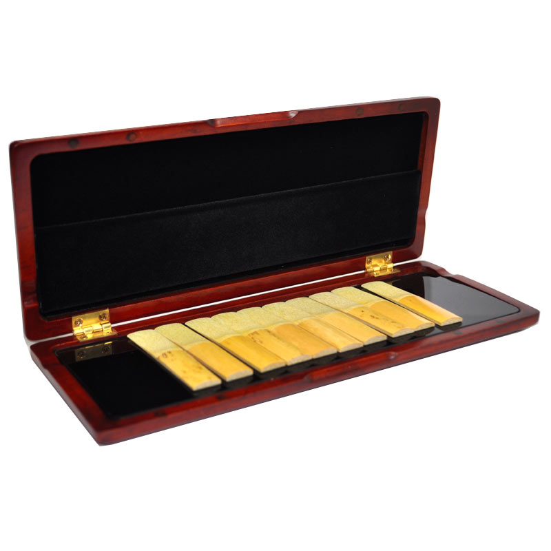 Étui Bois Pour Anches De Saxophone Et Clarinette - 5 Places Avec Hygromètre - Protection Optimale